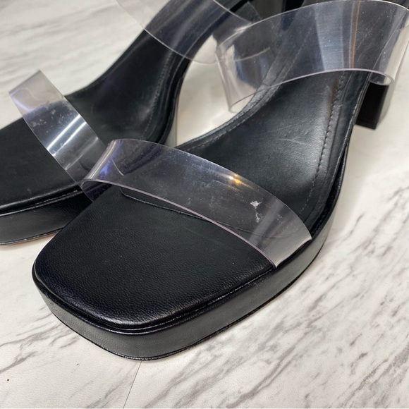 Schutz Ariella Platform Vinyl Black Block Heel Sandal 10 1/2 - Picture 10 of 14